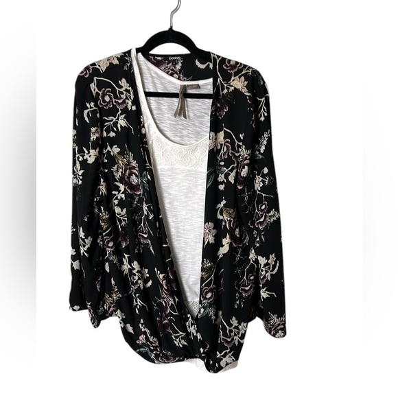 floral twist knot blouse,not including tank,loose fit,office siren,lagenlook - Picture 1 of 11